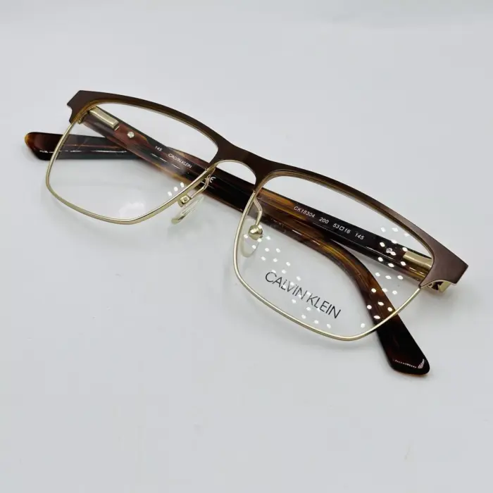 Calvin Klein eyeglasses Men Ladies Angular Braun Gold Mod. CK 18304 New - Image 9
