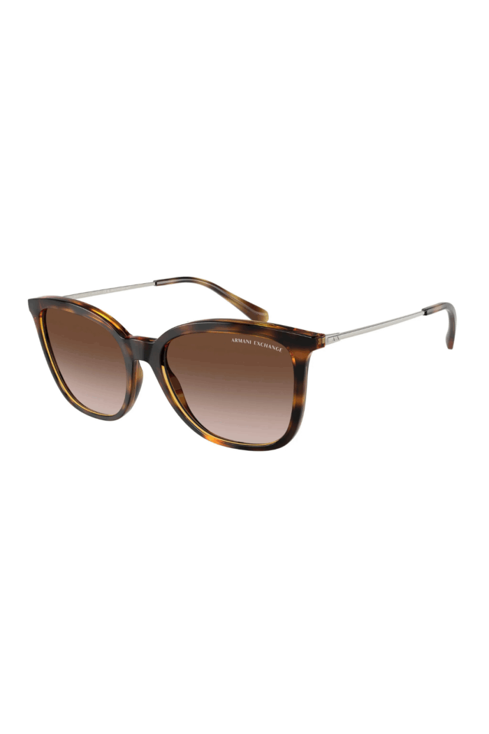 Untitled design (48) Armani Exchange 4151S Sunglasses - 821313 Tortoise Frame with Brown Gradient Dark Brown Lens - Image 1