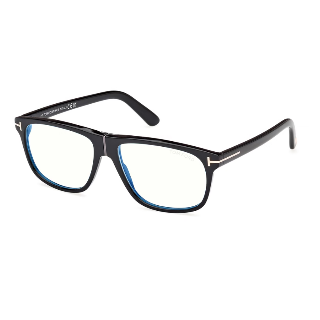 Tom Ford FT 5978-B Blue Block 001 Shiny Black | Eyeglasses Man